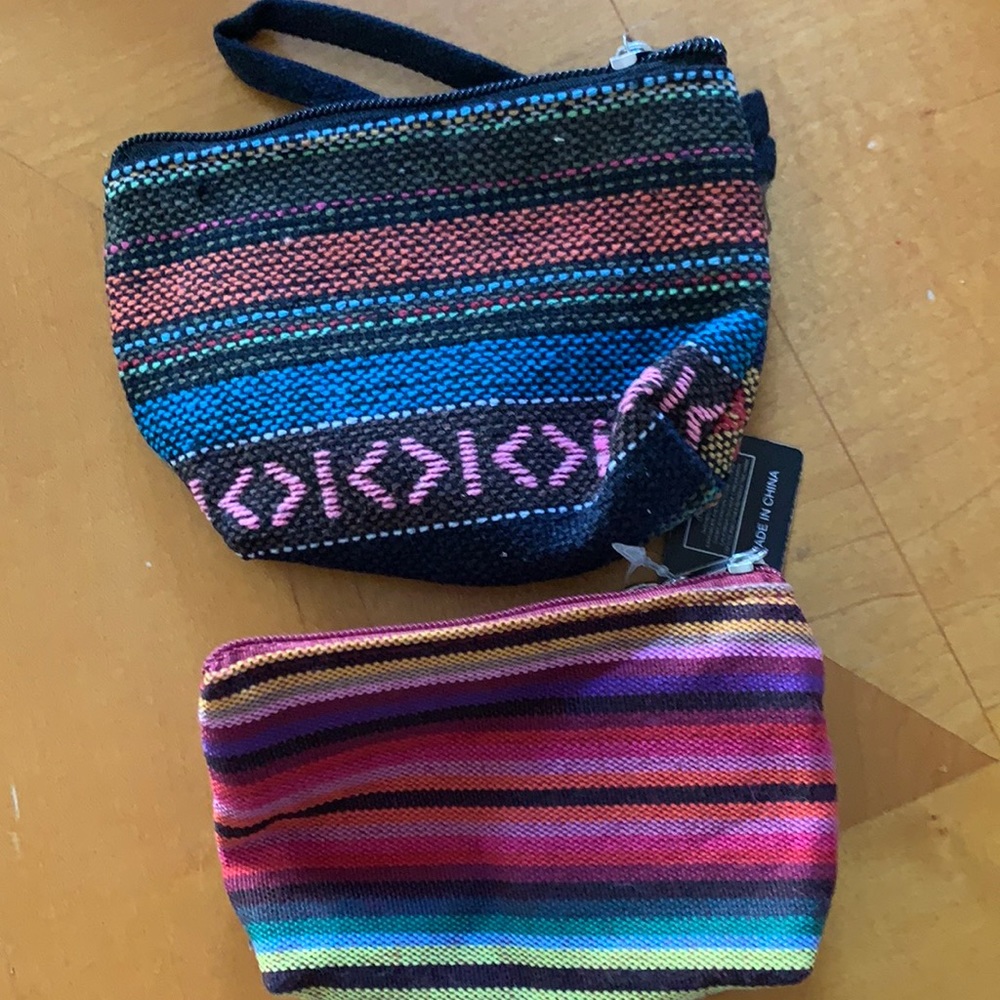 Two woven boho change purse new hippy